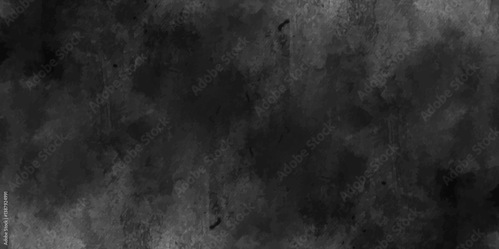 Dark black stone concrete grunge panorama, High definition old paper vintage texture background, Cement wall background, Concrete floor.	