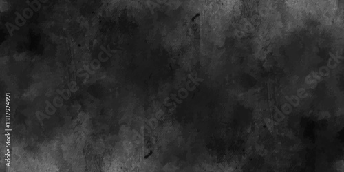 Dark black stone concrete grunge panorama, High definition old paper vintage texture background, Cement wall background, Concrete floor.	