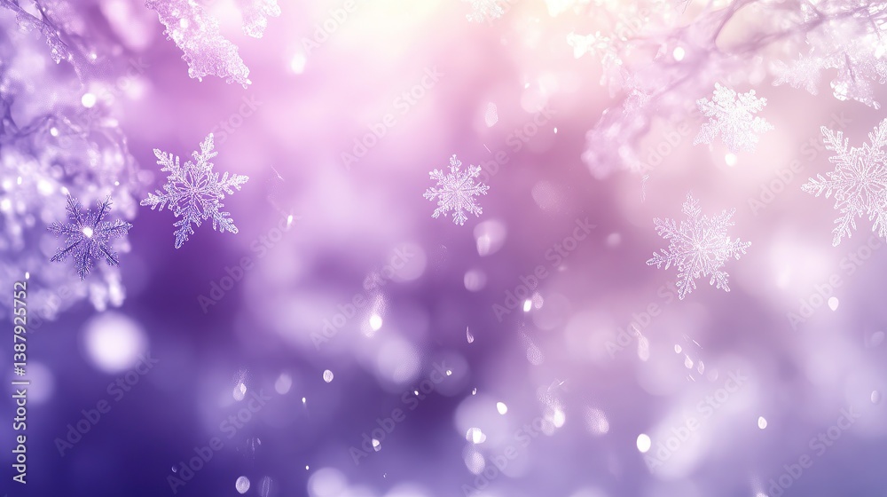 Radiant floating mist glowing softly with embedded snowflake designs in gradients of frozen white and soft pastel lavender hues.