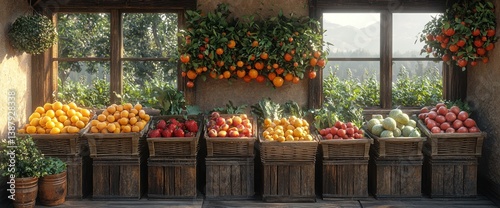Rustic fruit and vegetable stall