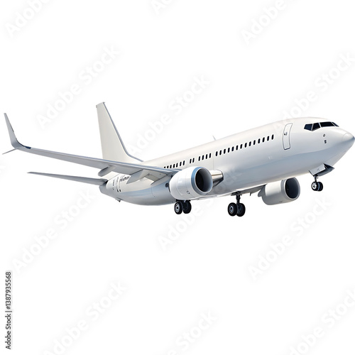 White Commercial Airplane in Flight &ndash; Aviation and Air Travel Concept