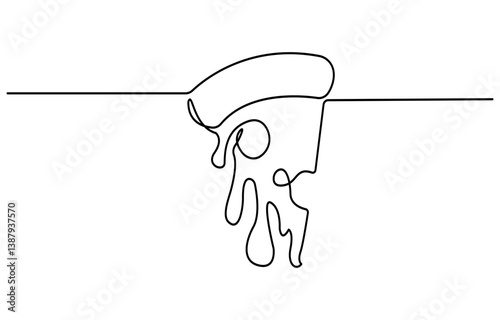 Pizza continuous one line drawing, Hand drawn doodle sketch of fast food.