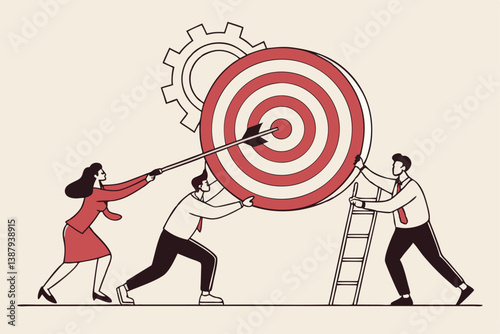 Organization objectives, purpose or business goal and achievement, company target, teamwork develop objective together or ambition, collaboration concept, business people connect target together.
