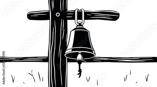 Outline illustration of a cowbell simple farm life symbol