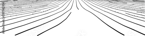 Outline illustration of a plowed field agricultural land preparation