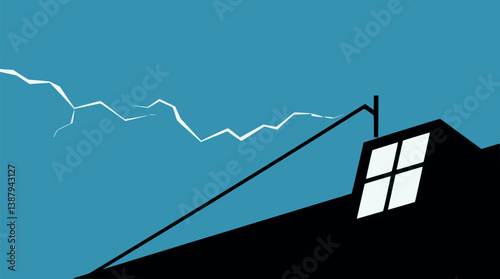 Outline illustration of a lightning rod electrical safety equipment