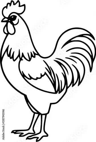 Outline illustration of a rooster minimal poultry farming icon
