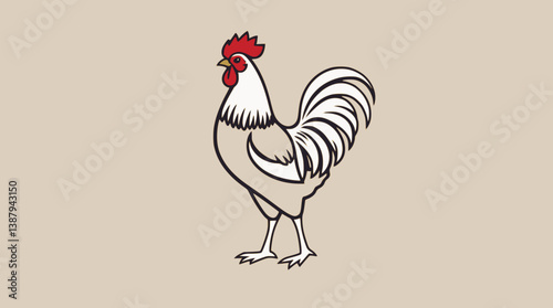 Outline illustration of a rooster minimal poultry farming icon