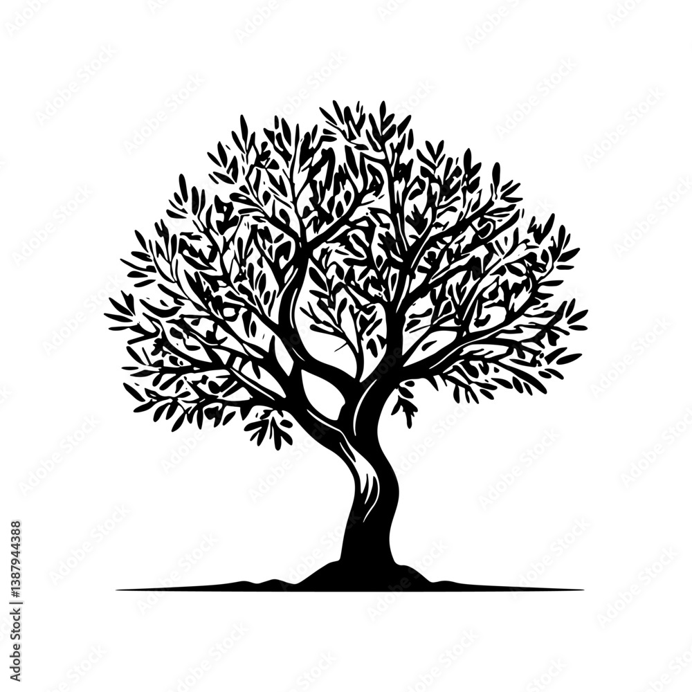 Obraz premium Olive tree silhouette icon. Design element for logo, label, sign. Vector illustration