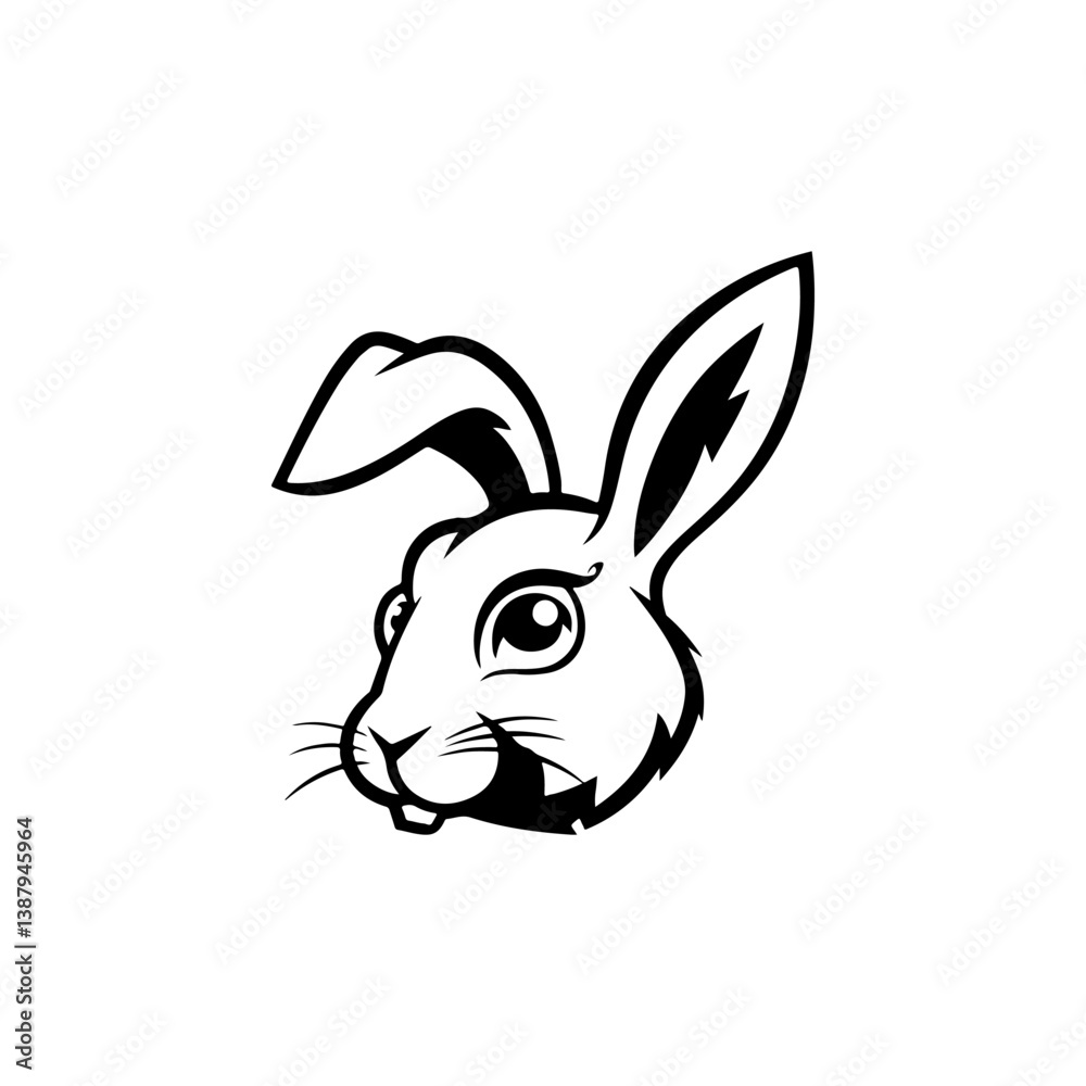 Fototapeta premium Illustration of rabbit head. Design element for logo, label, sign. Vector illustration