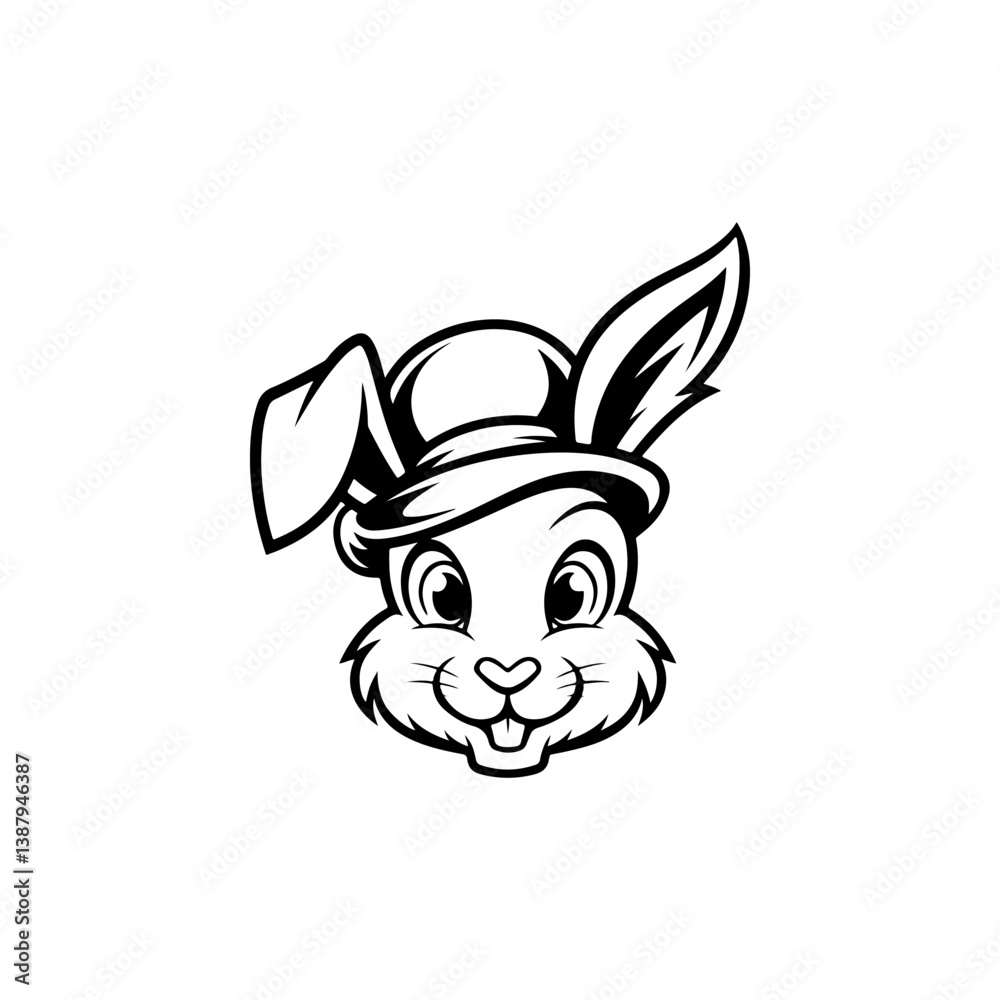 Illustration of rabbit head. Design element for logo, label, sign. Vector illustration Illustration of rabbit head. Design element for logo, label, sign. Vector illustration