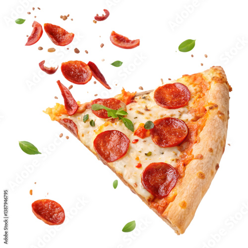 Pepperoni Pizza Slice on transparent background