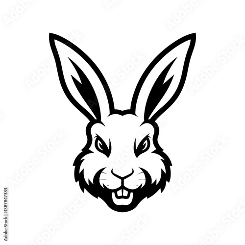 Illustration of rabbit head. Design element for logo, label, sign. Vector illustration