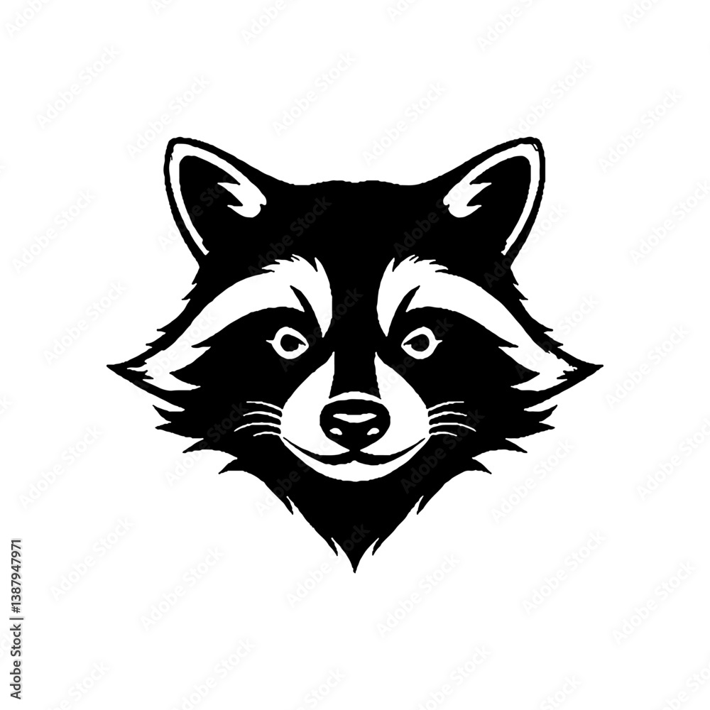 Obraz premium Illustration of racoon head. Design element for logo, label, sign. Vector illustration