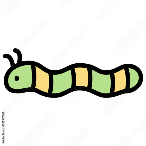Worm icon vector illustration. Caterpillar cartoon vector illustration.