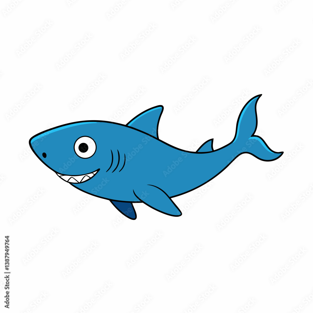 Fototapeta premium shark cartoon isolated on white