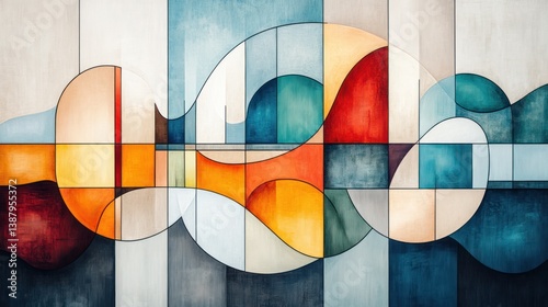 Abstract geometric design with flowing shapes