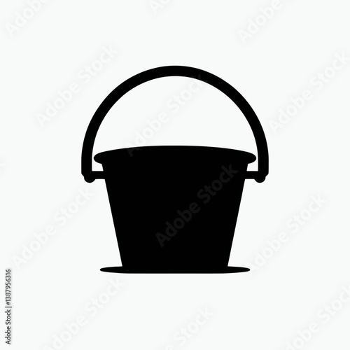 very simple flat and single minimalist Bucket Handle Silhouette in black on a white background