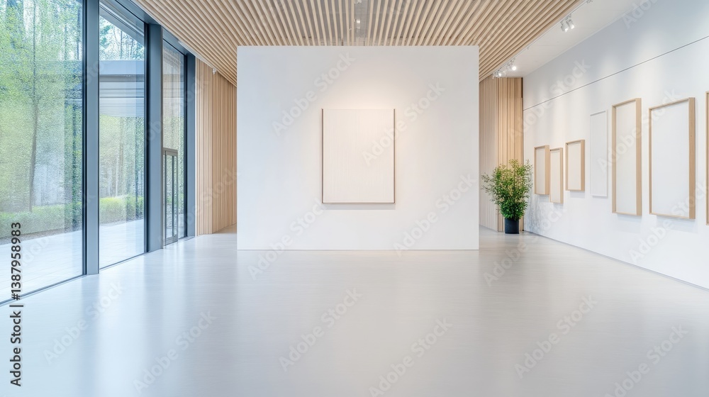 Fototapeta premium Empty gallery with modern design, natural light
