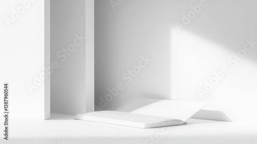 Wallpaper Mural An open book with blank white pages lying flat on a white surface. Torontodigital.ca