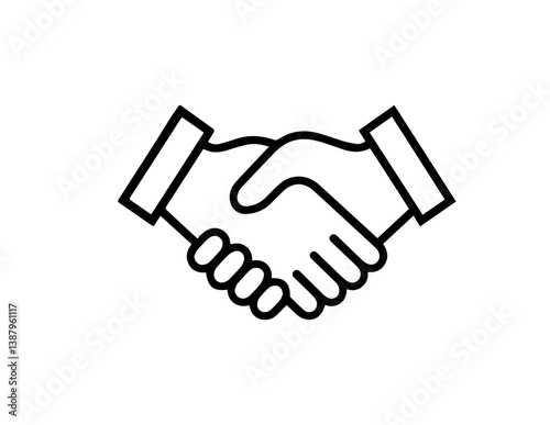 Simple handshake line icon vector illustration. Symbol of agreement, partnership, deal, cooperation, and trust. Isolated black outline graphic for business concepts