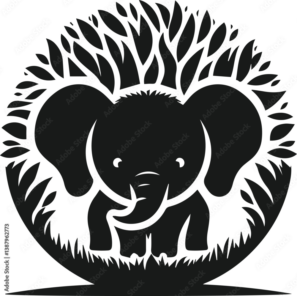 Obraz premium Baby elephant silhouette vector