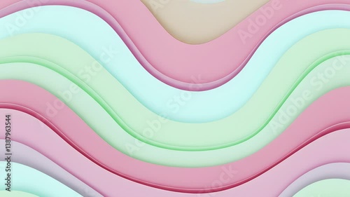 Abstract Flowing Wave Background with Soft Gradient Curves. Elegant abstract wave texture with smooth flowing lines and soft color gradients, ideal for modern designs and backgrounds. 4K Looped

