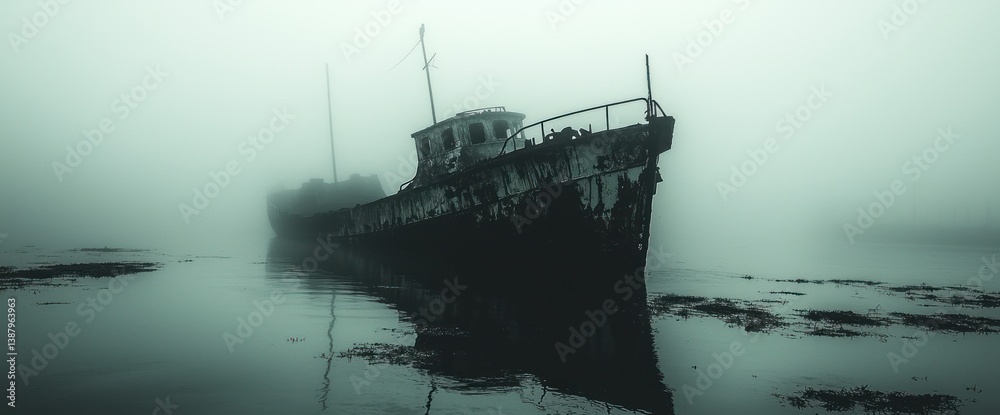 Fototapeta premium Fog-shrouded shipwreck