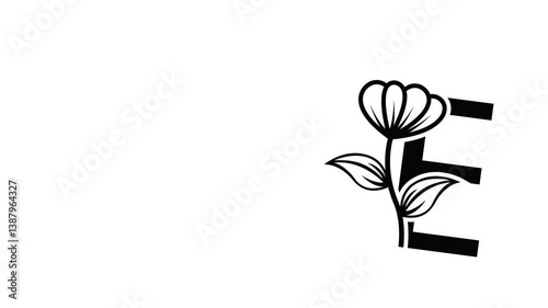 Animated letters and flowers on a white background