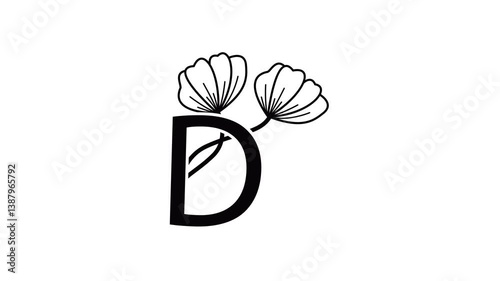 Animated letters and flowers on a white background
