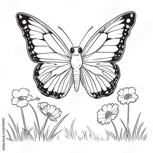 Coloring pages with butterfly Hand-drawn hummingbird  patterns