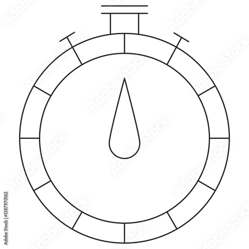 Icon of a stopwatch, symbolizing time management, countdown, and punctuality. Vector pictogram with thin black lines. Editable line thickness, simple and minimal black and white design