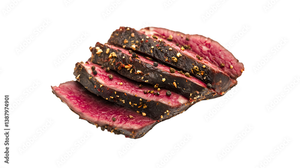 Obraz premium Delicious Slices of Seasoned Steak Rich Red Meat Gourmet Food