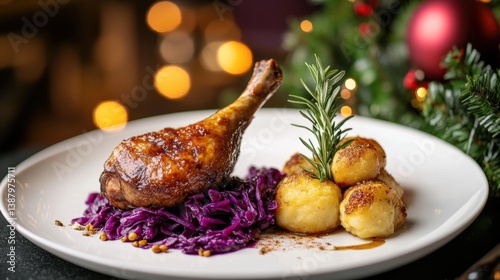 Obraz na płótnie Plato gourmet navideño w salonie
