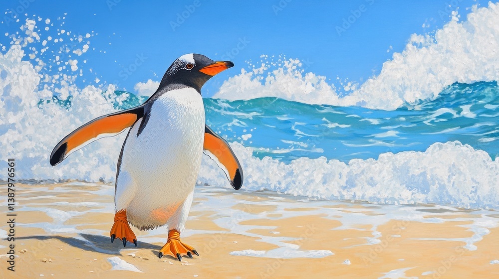 Pingüino en la playa