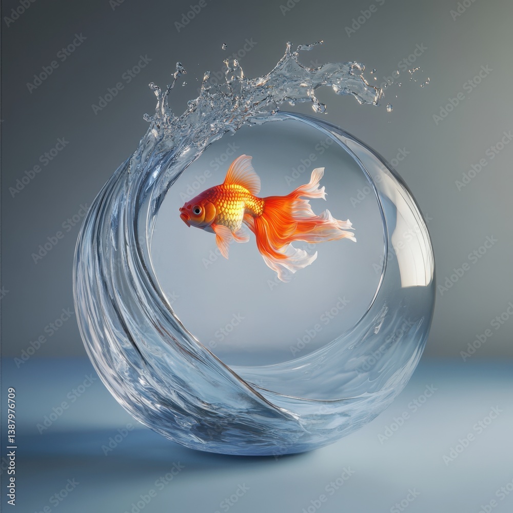 Pez goldfish nadando en agua cristalina