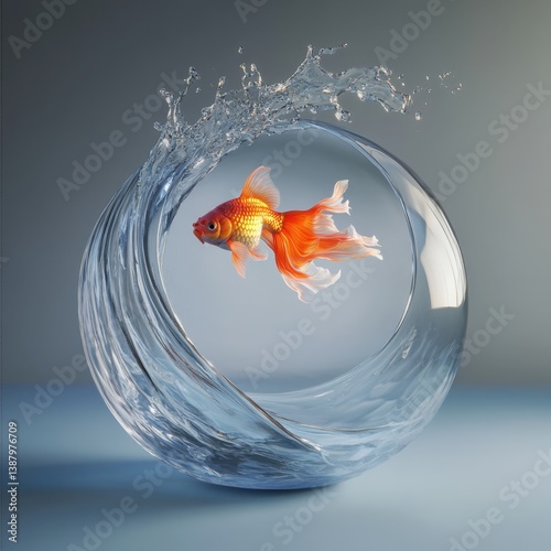 Obraz na płótnie Pez goldfish nadando en agua cristalina w salonie