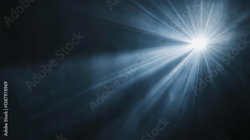Close up view of a light ray on a black backdrop.