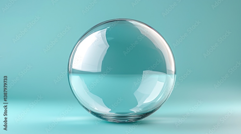 Clear sphere on a mint background Clear sphere on a mint background