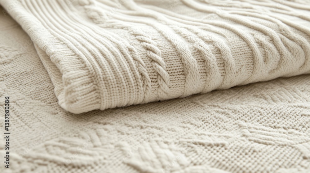 Manta de tejido suave beige decorativa
