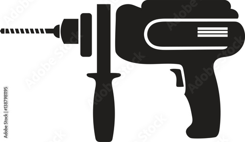 power drill silhouette, Drill icon. machine drill sign set. hand drill icon design and Electric drill and bits. Cordless battery construction hand drill tool illustration , Drilling machine icons 