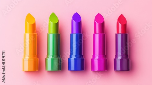 Obraz na płótnie Labiales de colores sobre fondo rosa w salonie