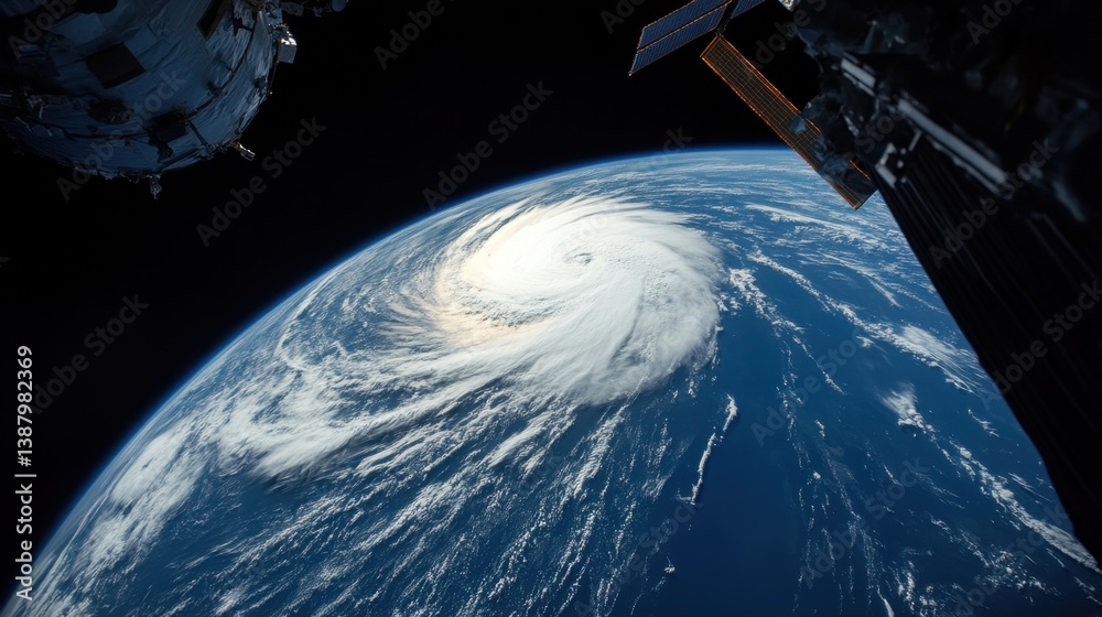 Imagen de la tierra desde el espacio con huracán