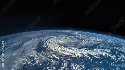 Obraz na płótnie Imagen de la tierra desde el espacio con huracán w salonie
