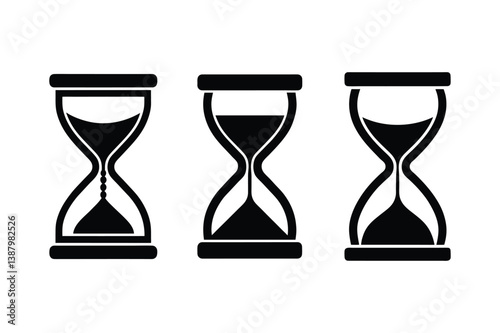 A set of vintage hourglass silhouette vector art illustration