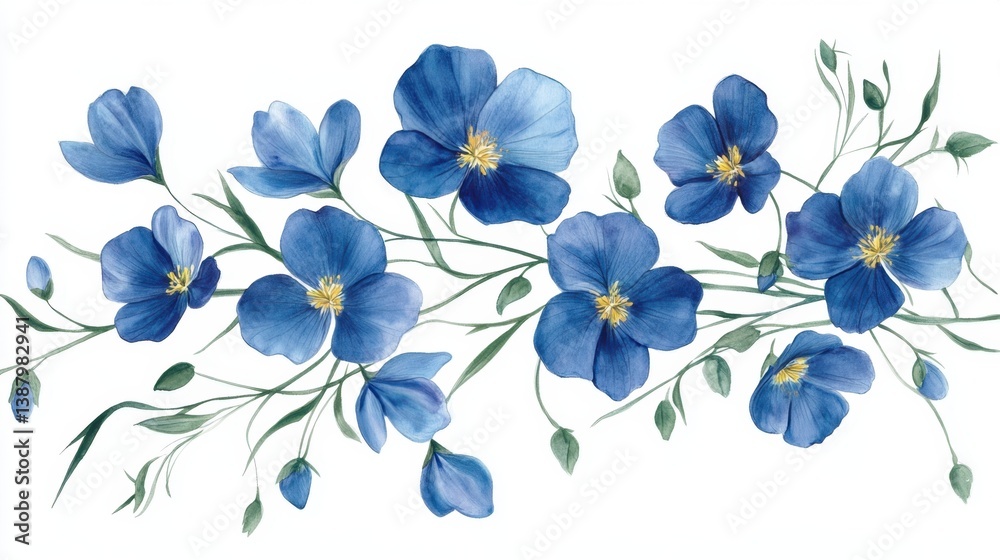 Ilustración de flores azules