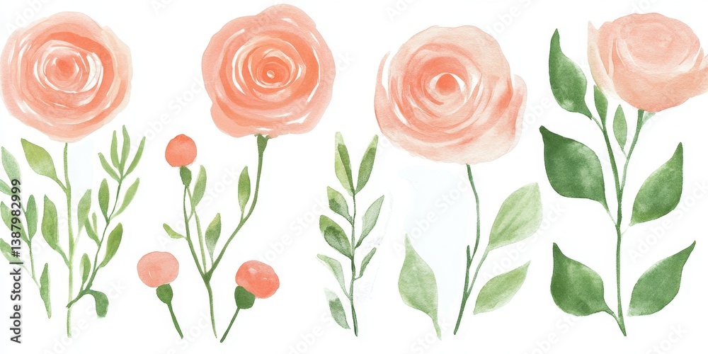Ilustración de flores en acuarela