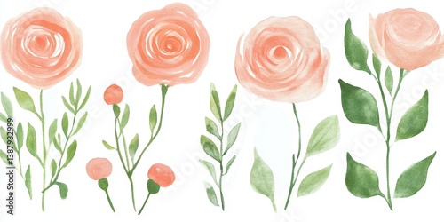 Obraz na płótnie Ilustración de flores en acuarela w salonie