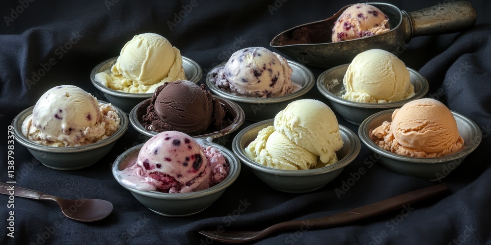 Helados variados en tazones