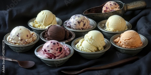 Helados variados en tazones